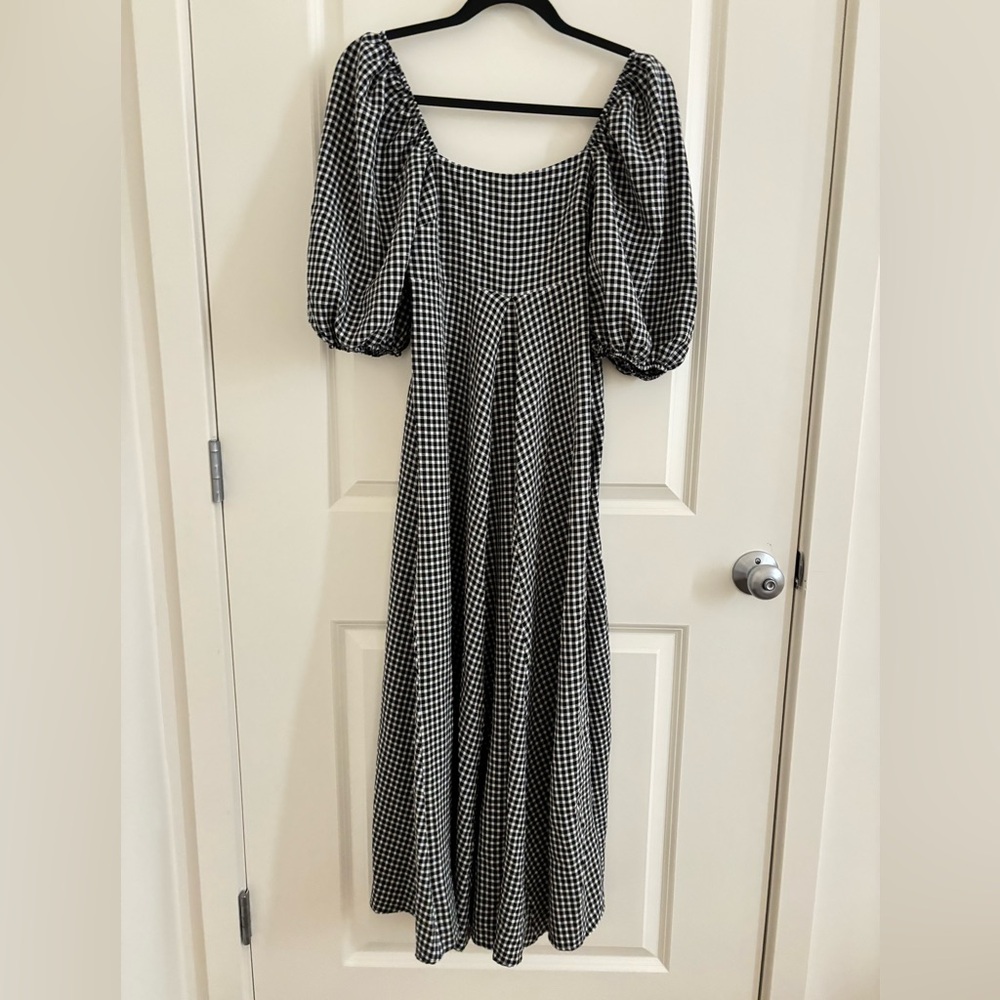 ASOS Black and White Checkered Long Sleeve Dress